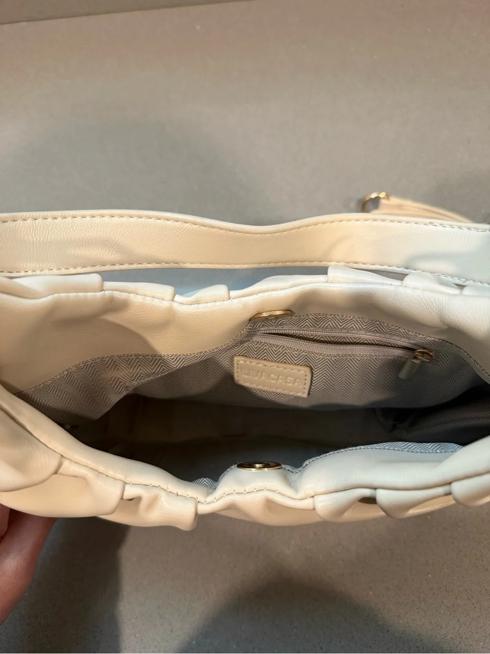 Cream Shoulder Bag with Detachable Strap